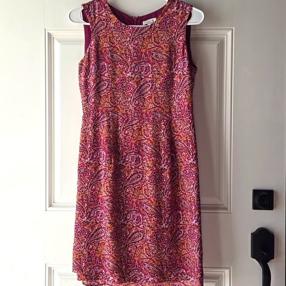 Garnet Hill 100% Silk Paisley Midi Dress - Picture 1 of 8